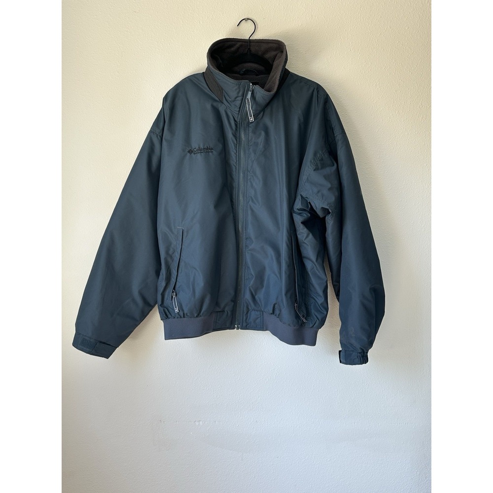 Vintage Columbia Monroe‎ Water Warm Fuzzy Lining Zip Jacket Blue Men's Size XL
